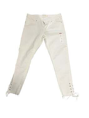 Levi's 711 Skinny Ankle Jeans White Lace Up Hem Size 12 W31